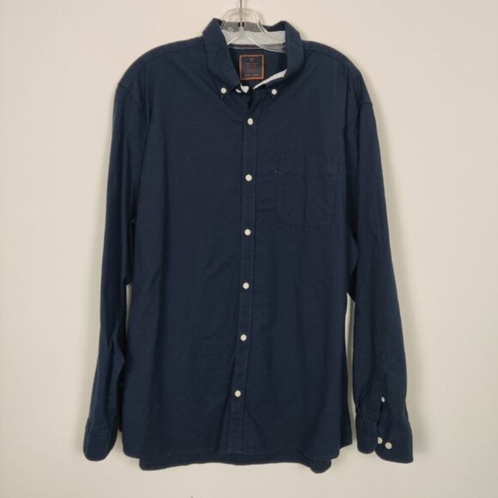 Denver Hayes Men's Button Down Shirt in Dark Blue Size 2XL Cotton Nautical